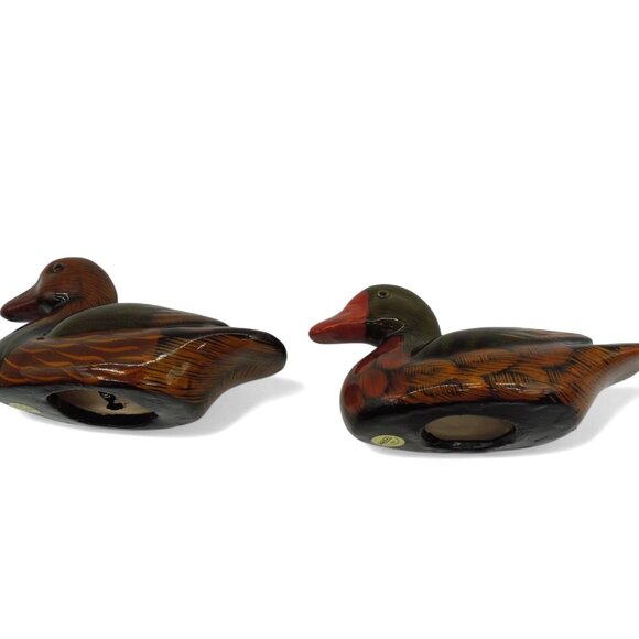 ENESCO DUCK Rustic Figurines Glass Eyes Glossy Vintage Pair 2.5 x 5.1" - Picture 5 of 10